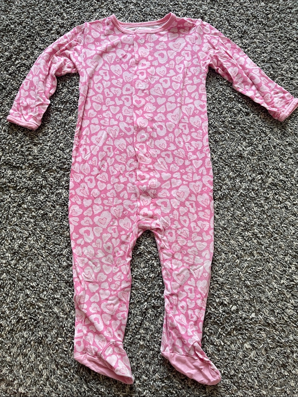 Magnetic Me Pink Heart-Print Footie - Size 6-9 months